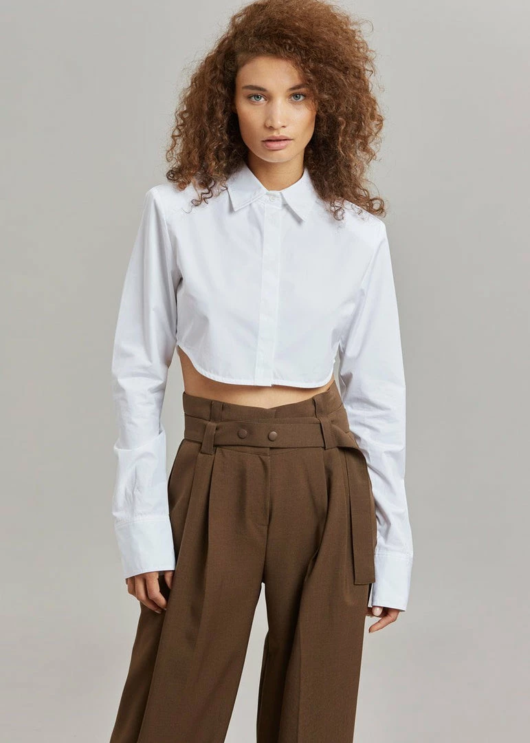 Discount π The Frankie Shop Uma Cropped π Shirt - White CLOTHING π 4 The Frankie Shop Uma Cropped Shirt - White CLOTHING
