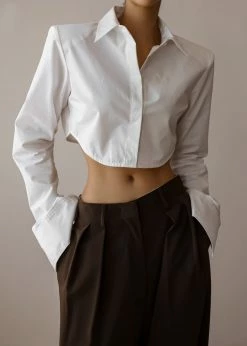 The Frankie Shop Uma Cropped Shirt - White CLOTHING