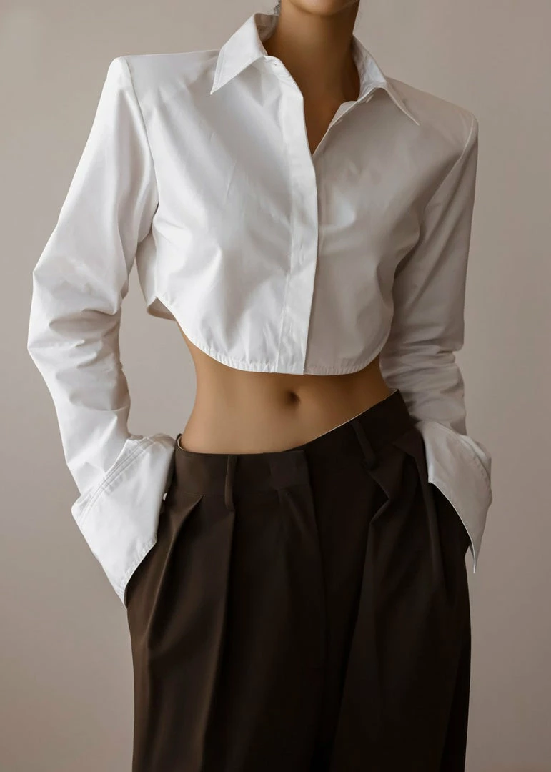 Discount π The Frankie Shop Uma Cropped π Shirt - White CLOTHING π 1 The Frankie Shop Uma Cropped Shirt - White CLOTHING