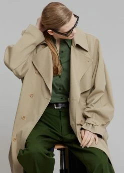 The Frankie Shop CLOTHING Umi Belted Trench Coat - Beige