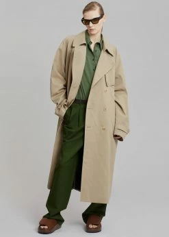 The Frankie Shop CLOTHING Umi Belted Trench Coat - Beige