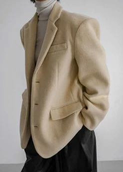 The Frankie Shop CLOTHING Vena Wool Blazer - Custard