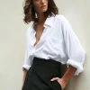 The Frankie Shop Hanna Silky Oversized Blouse - White CLOTHING