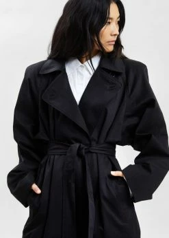 Paper Moon Marisol Box Shoulder Trench - Black CLOTHING