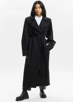 Paper Moon Marisol Box Shoulder Trench - Black CLOTHING