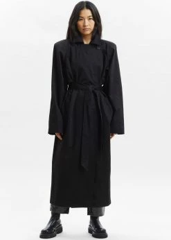 Paper Moon Marisol Box Shoulder Trench - Black CLOTHING