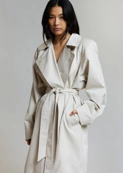 Paper Moon Marisol Box Shoulder Trench - Bone CLOTHING