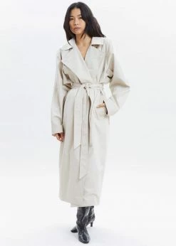 Paper Moon Marisol Box Shoulder Trench - Bone CLOTHING
