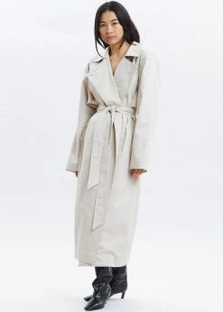 Paper Moon Marisol Box Shoulder Trench - Bone CLOTHING