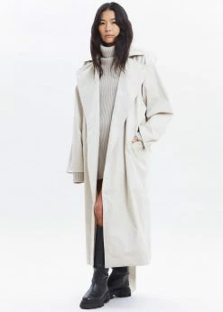 Paper Moon Marisol Box Shoulder Trench - Bone CLOTHING