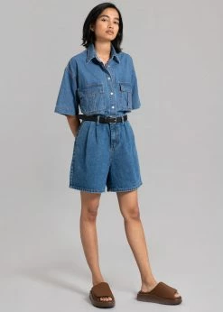 The Frankie Shop Yve Denim Shorts - Dark Indigo CLOTHING