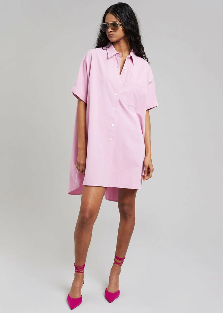 Hot Sale π The Frankie Shop Yvonne Boxy π Shirt π Dress - Pink CLOTHING β 4 The Frankie Shop Yvonne Boxy Shirt Dress - Pink CLOTHING