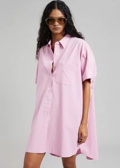 Hot Sale π The Frankie Shop Yvonne Boxy π Shirt π Dress - Pink CLOTHING β 8 The Frankie Shop Yvonne Boxy Shirt Dress - Pink CLOTHING