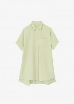 The Frankie Shop Yvonne Boxy Shirt Dress - Sage