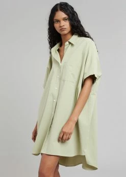 The Frankie Shop Yvonne Boxy Shirt Dress - Sage