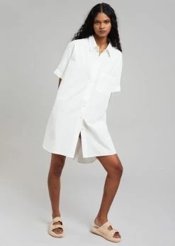 The Frankie Shop Yvonne Boxy Shirt Dress - White