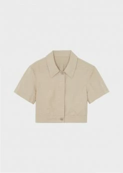 Blossom Zoey Cropped Shirt Jacket - Beige Vacation Edit