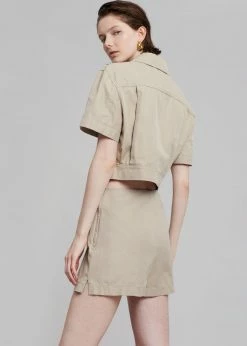Blossom Zoey Cropped Shirt Jacket - Beige Vacation Edit