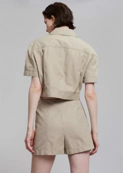 Blossom Zoey Cropped Shirt Jacket - Beige Vacation Edit